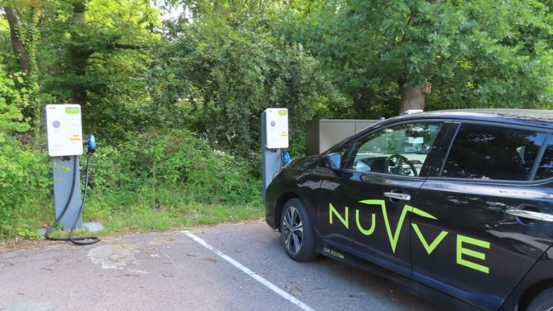 Electric vehicle charging at a Nuvve-branded station